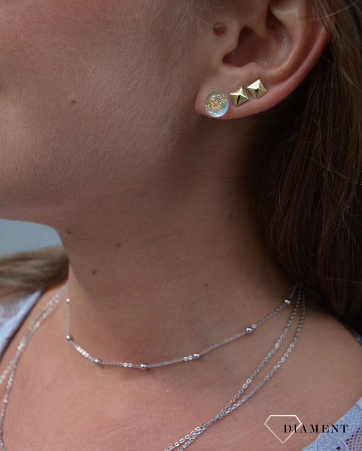 Kolczyki szkło weneckie białe mieniące się Murano 21.jpg